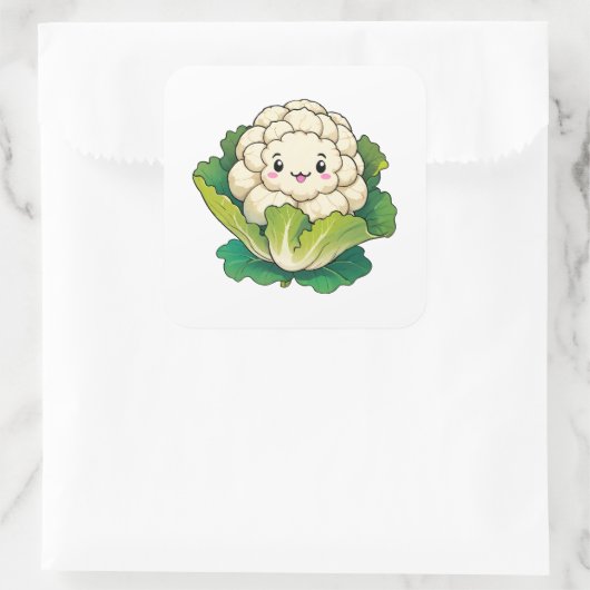 Sticker Carré Kawaii Chou-fleur (Sac)