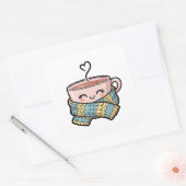 Sticker Carré Kawaii Comfort Coffee (Enveloppe)