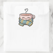 Sticker Carré Kawaii Comfort Coffee (Sac)
