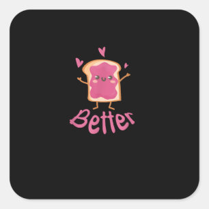 Sticker Carré Kawaii Couple assorti Beurre de Cacahuète Jelly Mi