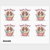 Sticker Carré Kawaii Cupcake Pup : Sweet as Sugar ! (Feuille)