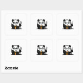 Sticker Carré Kawaii Funny Panda (Feuille)