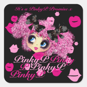 Sticker Carré Kawaii Girl Pinky Promet cadeaux pour amis