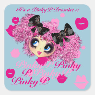 Sticker Carré Kawaii Girl Pinky Promet cadeaux pour amis