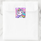 Sticker Carré Kawaii Kitty Avec cupcake Anniversaire (Sac)