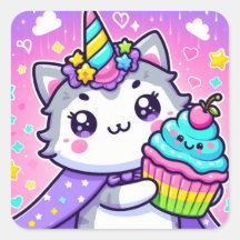 Kawaii Kitty Avec cupcake Anniversaire