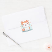 Sticker Carré Kawaii Kitty Chat Chibi (Enveloppe)