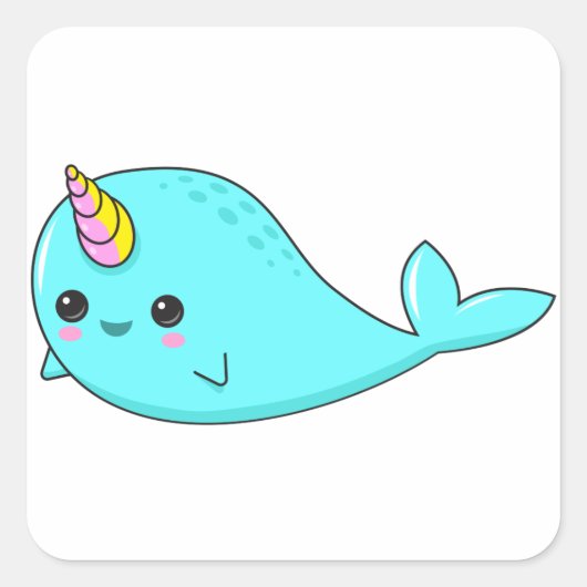 Sticker Carré Kawaii Narwhal (Devant)