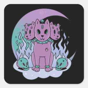 Sticker Carré Kawaii Pastel Colors Gothique Cute Goth Chiens Car