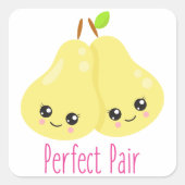 Sticker Carré Kawaii Pear Couple Parfait Paire Funny Pun (Devant)