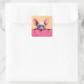 Sticker Carré Kawaii Peeking Cute Sphynx Cat (Sac)