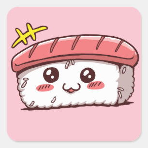 Sticker Carré Kawaii Sushi Cute Japonaise Nourriture japonaise
