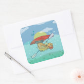 Sticker Carré Kayak de poisson amusant (Enveloppe)