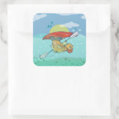 Sticker Carré Kayak de poisson amusant (Sac)