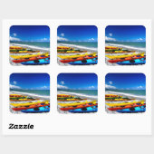 Sticker Carré Kayak d'été (Feuille)