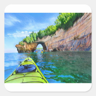 Sticker Carré Kayak Sur L'Océan