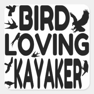 Sticker Carré Kayaker affectueux d'oiseau