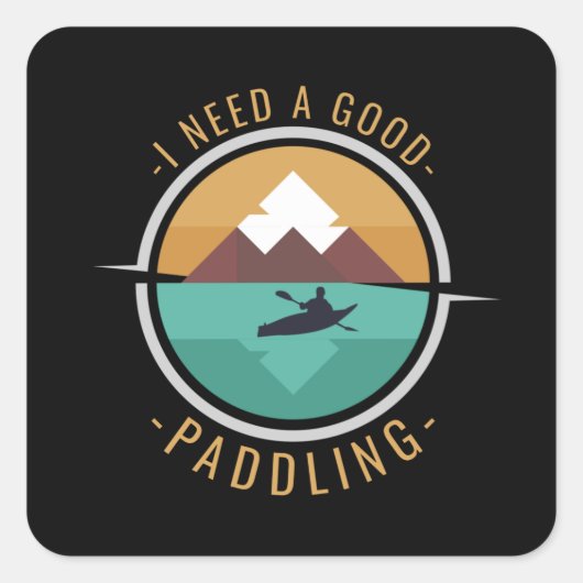 Sticker Carré Kayaking Kayak Paddle (Devant)