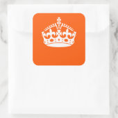 Sticker Carré KEEP CALM CROWN Icon on Orange Customize This (Sac)