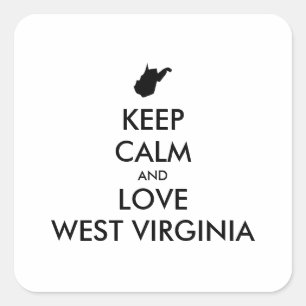 Sticker Carré KEEP CALM et LOVE WEST VIRGINIA Squa