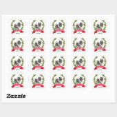 Sticker Carré Keeshond Chien Holly Banner Noël (Feuille)