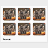 Sticker Carré Keeshond Chiot Automne Citrouille délice (Feuille)