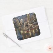 Sticker Carré Keeshond Noël Festive Voyage (Enveloppe)
