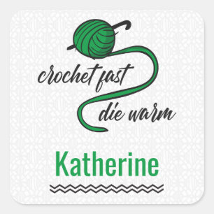 Sticker Carré Kelly Green Crochet Fast, Die Warm