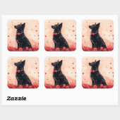 Sticker Carré Kelpie australienne avec Roses - Saint Valentin (Feuille)
