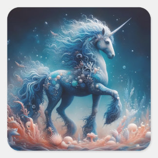 Sticker Carré Kelpie sous-marine Mer Unicorn