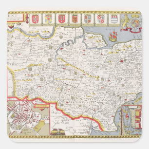 Sticker Carré Kent, gravé par Jodocus Hondius