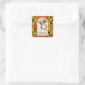 Sticker Carré Kente Photo Custom Name WEDDING (Sac)