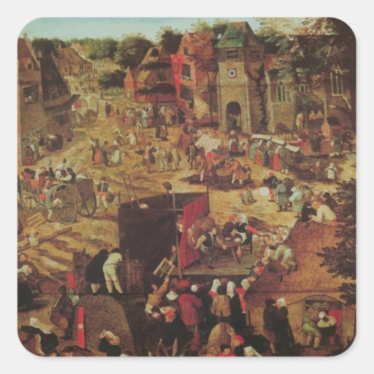 Sticker Carré Kermesse avec théâtre et procession (Devant)