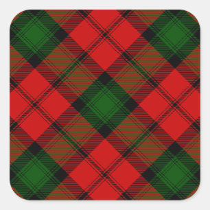 Sticker Carré Kerr tartan rouge vert plaid