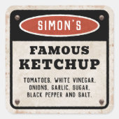 Sticker Carré ketchup à tomate maison modifiable avec panneau ro (Devant)