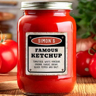Sticker Carré Ketchup de tomate fait maison modifiable avec un p