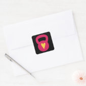 Sticker Carré Kettlebell Avec Un Coeur (Enveloppe)