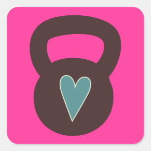 Sticker Carré Kettlebell Avec Un Coeur