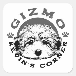 Sticker Carré Kevin's Corner Mascot Gizmo Maltipoo Chiot