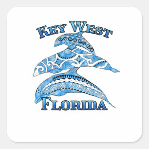 Sticker Carré Key West Florida Vacances Dauphins Tribaux