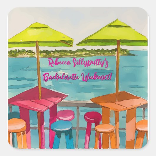Sticker Carré Key West Vibes Bachelorette Week-end (Devant)