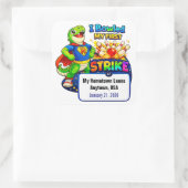 Sticker Carré Kid's First Bowling Strike | Personalized (Sac)