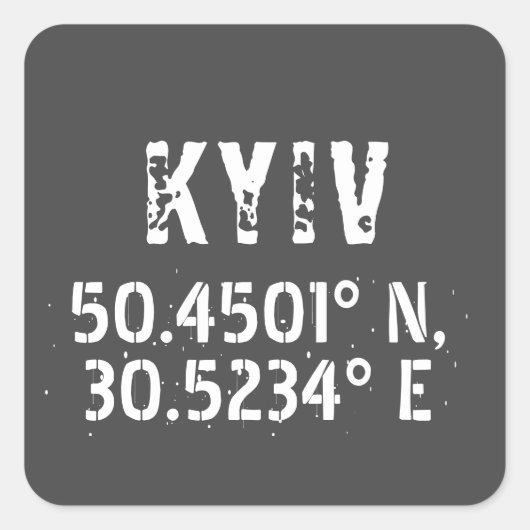 Sticker Carré Kiev Ukraine Latitude & Longitude en détresse (Devant)