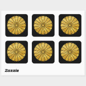 Sticker Carré Kiku Chrysanthemum Mon faux or noir (Feuille)