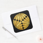 Sticker Carré Kiku Chrysanthemum Mon faux or noir (Enveloppe)