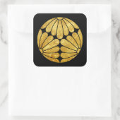 Sticker Carré Kiku Chrysanthemum Mon faux or noir (Sac)