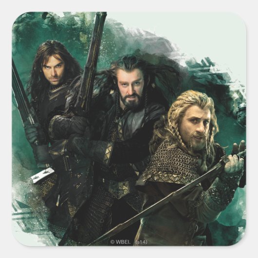 Sticker Carré Kili, THORIN OAKENSHIELD™, et graphique de Fili (Devant)