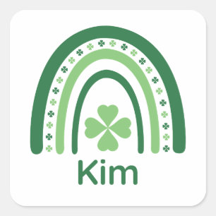Sticker Carré Kim Nom Clover Boho Arc-en-ciel