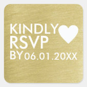 Sticker Carré Kindly RSVP Mariage (Devant)