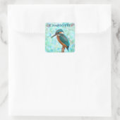 Sticker Carré Kingfisher Bird Blue Abstrait Prénom (Sac)